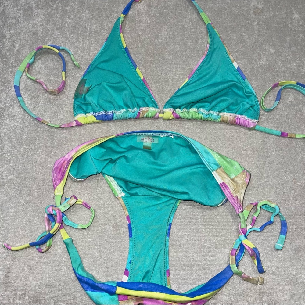 Echo Multi Colored Retro String Bikini. Adjustabl… - image 4